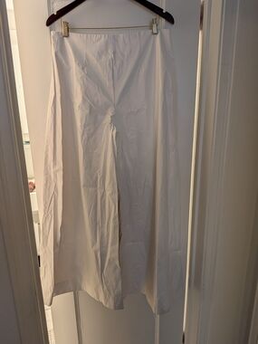 Women's Wide-Leg White Glossy Palazzo Pants